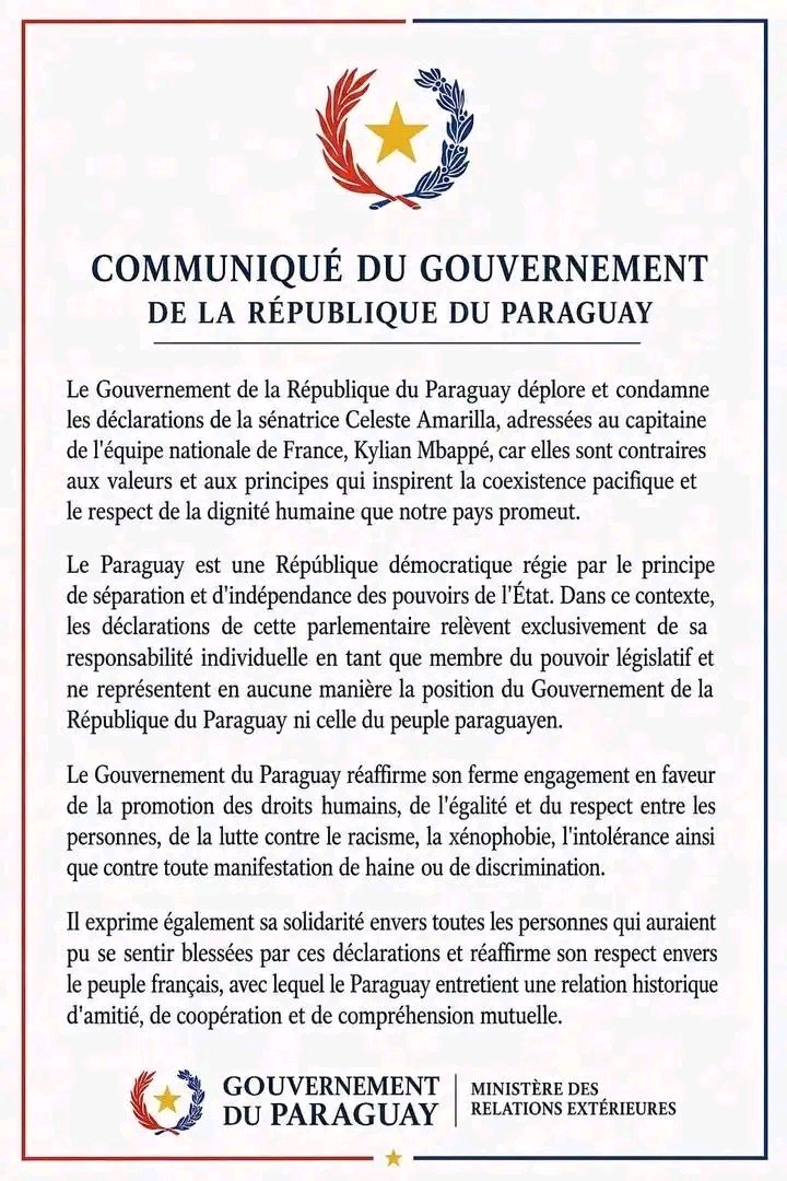 Communiqué du gouvernement du Paraguay