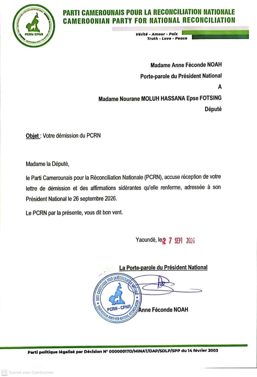 Démission de Nourane du PCRN
